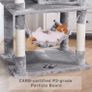 Cat Tree Tower 170cm Cat Scratching Post with Condos, Basket, Hammock & Plush Perches for Kittens, Large Cats, Light Grey (FREE POSTAGE) Image 7