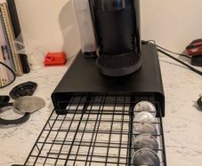 Nespresso Vertuo Black with coffee pods & shelf