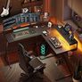 L Shaped Gaming Desk Computer Desk with LED Lights Monitor Stand 130CM Corner Desk with Cup Holder Headset Hook Ergonomic for Home Office Small Space Image 5