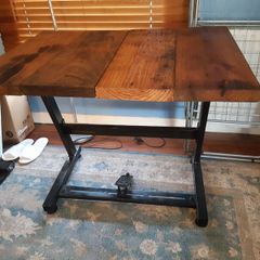 Home Office Desk Singer Hybrid Retro Steel Wood