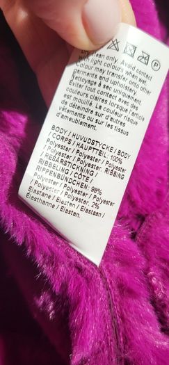 RIVER ISLAND fuschia faux leather and fur biker jacket Sz 14UK - Rrp 125 (New)