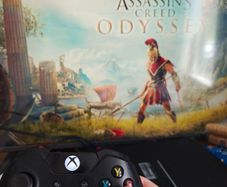 Xbox 1 and controller and assassins creed Odyssey