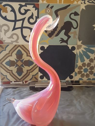 Murano Glass Pink Opaline Swan