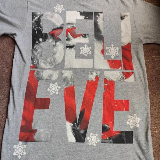 Grey Unisex Christmas T-shirt, size S