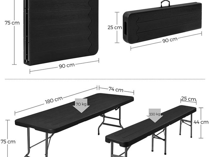 _Beer Tent Set, 180 x 74 x 75 cm, Folding Garden Furniture Set