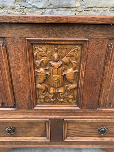 Antique Oak Blanket Box With Drawers.