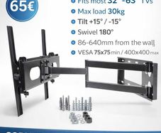 Tv Wall Mount Bracket Tilt Swivel Long Arm 32"-63"