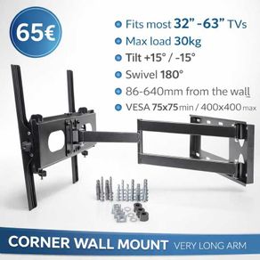 Tv Wall Mount Bracket Tilt Swivel Long Arm 32"-63"