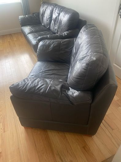 Leather 2-Seater & Armchair Sofa Set
