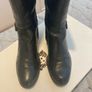 ladies black leather knee high boots Image 2