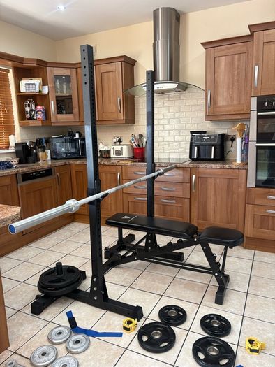 Squat Stands Heavy (rated 350kg) + Gym Weight Set!