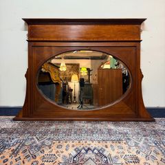 Elegant Antique Edwardian Mahogany Overmantel Mirror