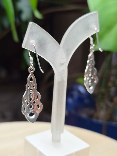 Sterling Silver 925 Celtic Knotwork Openwork Drop Earrings 4.5g