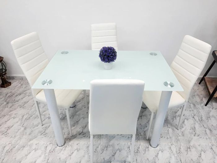 Compact Glass Dining Table Set Seats 4 FREE Delivery