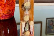 Vintage Rustic Handmade Wooden Hourglass Decorative Egg Sand Timer with Seashells Millport