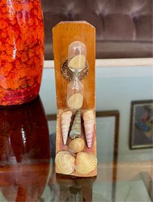 Vintage Rustic Handmade Wooden Hourglass Decorative Egg Sand Timer with Seashells Millport