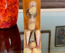 Vintage Rustic Handmade Wooden Hourglass Decorative Egg Sand Timer with Seashells Millport