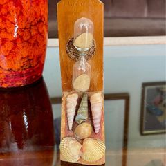 Vintage Rustic Handmade Wooden Hourglass Decorative Egg Sand Timer with Seashells Millport