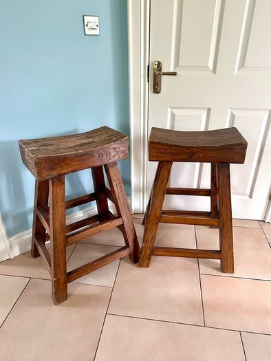 3 wooden Chinese stools