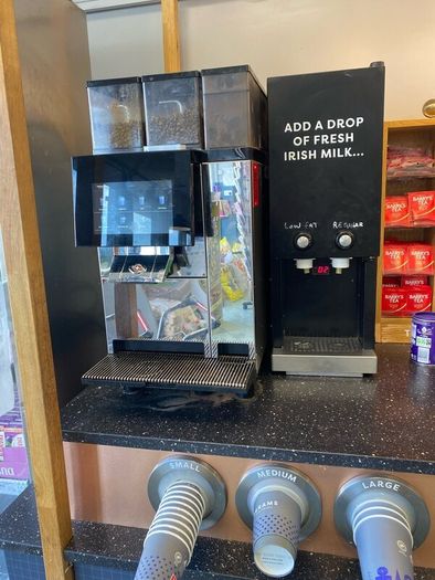 Chilled mineral cabinet and 2 coffee machines