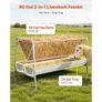 Livestock Hay Feeder, 2 in 1 Grain & Hay Feeder, 300L Capacity, 147 cm Long Goat Pasture Feeding with Deeper Feeding Pan, Heavy Duty Steel Grain Holder for Sheep Sheds, Farms, Horse Barns, Yards Image 2
