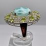 Larimar, Peridot & White Zircon Halo Ring (11.24 Ct) Image 9