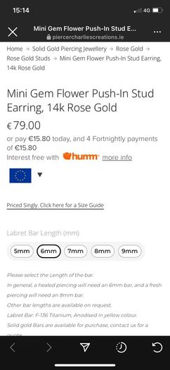 Mini Gem Flower Push-In Stud Earring, 14k Rose Gold