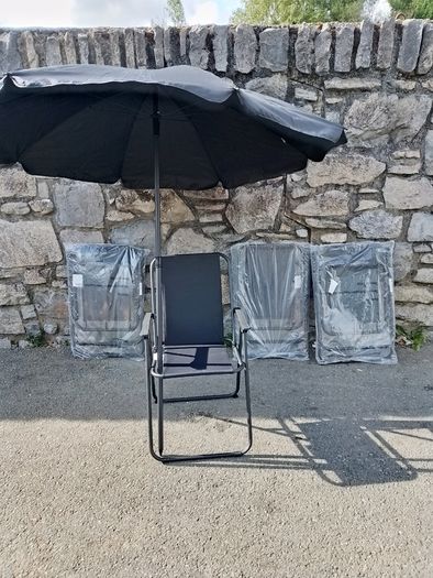 Four New Garden Chairs And Parasol