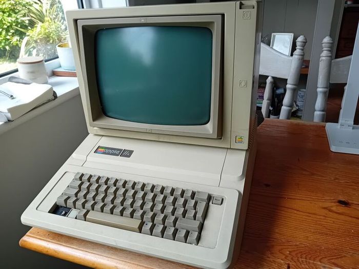 Apple IIe & Green Monitor, Nic, Serial card