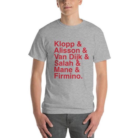 Liverpool Klopp, Alisson, Van Dijk, Salah, Mane, Firmino Mens 100% Cotton T-Shirt