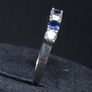 Vintage 9ct White Gold Blue & Clear Stone Eternity Ring  Size 53 Image 4