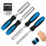 4 Piece Sturdy Chrome Vanadium Steel Woodworking Wood Chisel Set (13mm - 32mm), Plastic Handles with Carry Pouch Image 4