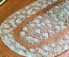 Vintage Frosted Glass Fruit Tray, Platter Strawberry & Berry Pattern, Mid-Century Scandinavian Style