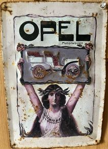 Vintage/Collectable Opel Emailschild motorwagen sign