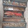 Old Vintage Cantilever Toolbox and Tools Image 7