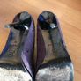 designer bourne stilettos purple tweed peep toe with black rhinestones and patent detail Image 5