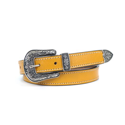 Genuine Leather Cowboy Cowgirl Belt Western Vintage Engraved Buckle Belt