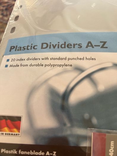 card dividers.   plastic dividers