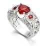 Natural Heart-Shaped Garnet & Angel Wings Silver Ring Image 7