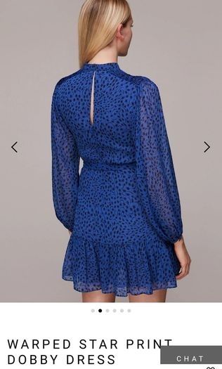 BNWT - Whistles Blue Warped Star Print Dobby Dress UK 14