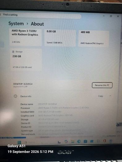 Acer Aspire 3 (3 years old)