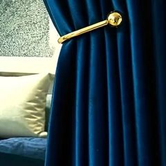 Navy Velour Curtains