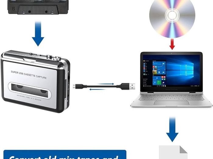FREE EXPRESS SHIPPING Portable Cassette Player/Cassette to MP3 Converter Capture Cassette Tape to MP3/CD Audio via USB