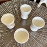 4 x Rare Vintage Arc Arcopal France Iridescent Milk Glass Egg Holder Cup White Art Deco Style Swirl Design Image 4