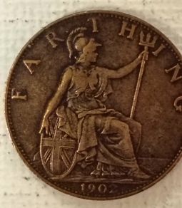 Four English Farthing Coins 1896 to 1932