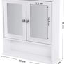 Double Mirror Doors Bathroom Cabinet, Wall Cabinet, Storage Cupboard, Wall-Mounted Storage Unit, Adjustable Height Shelves, 56 x 13 x 58 cm, White (FREE POSTAGE) Image 3