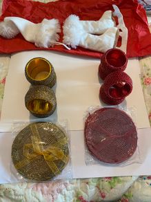 Christmas Beaded Napkin Rings and Coasters - New