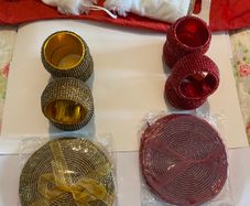 Christmas Beaded Napkin Rings and Coasters - New