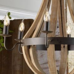 X Large Modern Farmhouse style Wooden Chandelier