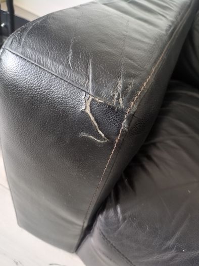 Two Seater Black Leather Sofa Couch